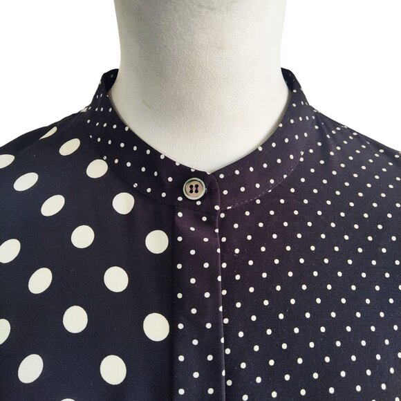 PAUL SMITH PS Polka Dot Contrast Wrist Tie Ruffle Sleeve Button Front Blouse 38 - Picture 4 of 8